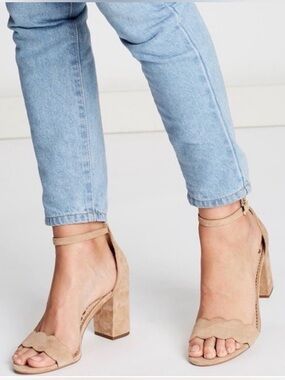 Sam Edelman Odila Camel Suede Leather Upper Block Heel Sandal Women Size 7M